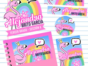 Etiquetas Escolares Flamingo Kit Imprimible