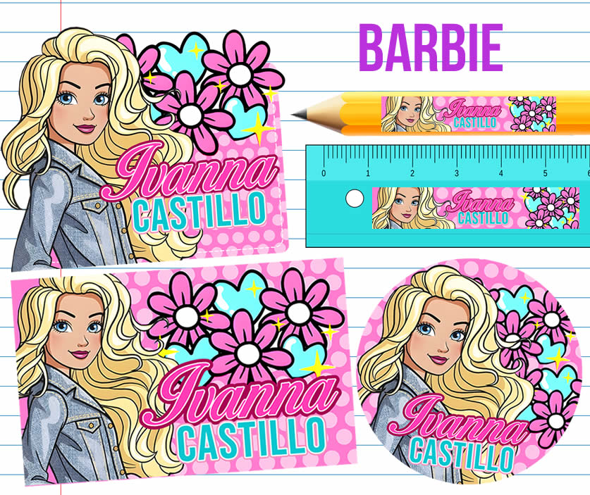 Barbie Etiquetas Escolares