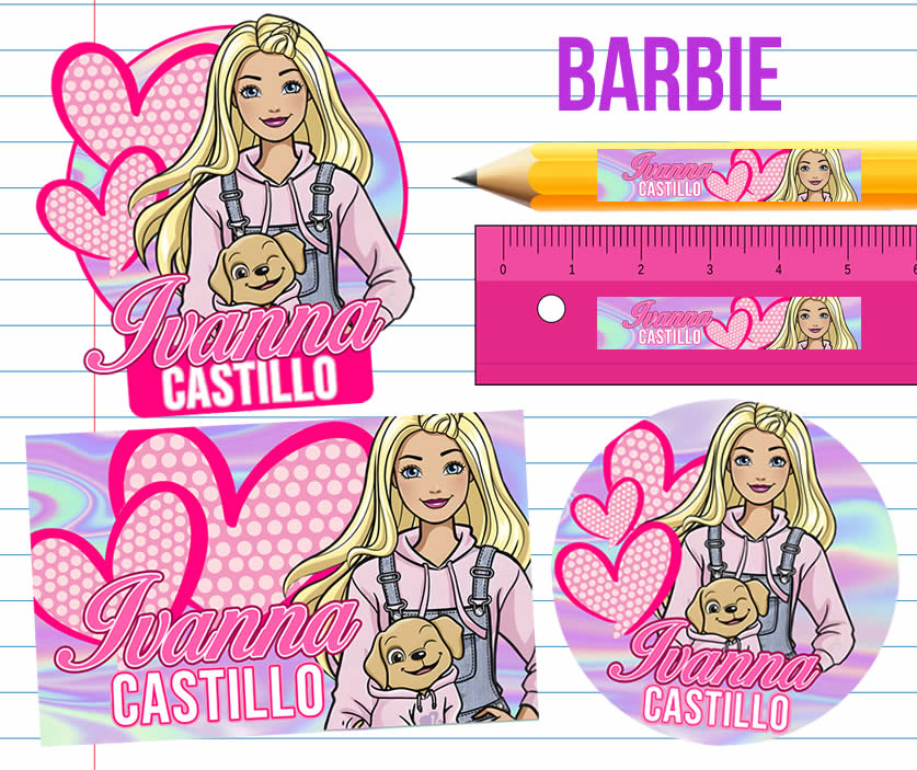 Barbie Etiquetas Escolares