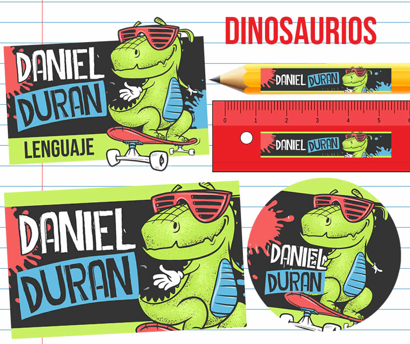 Dinosaurios Etiquetas Escolares