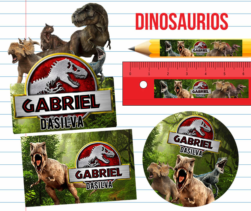 Dinosaurios Etiquetas Escolares
