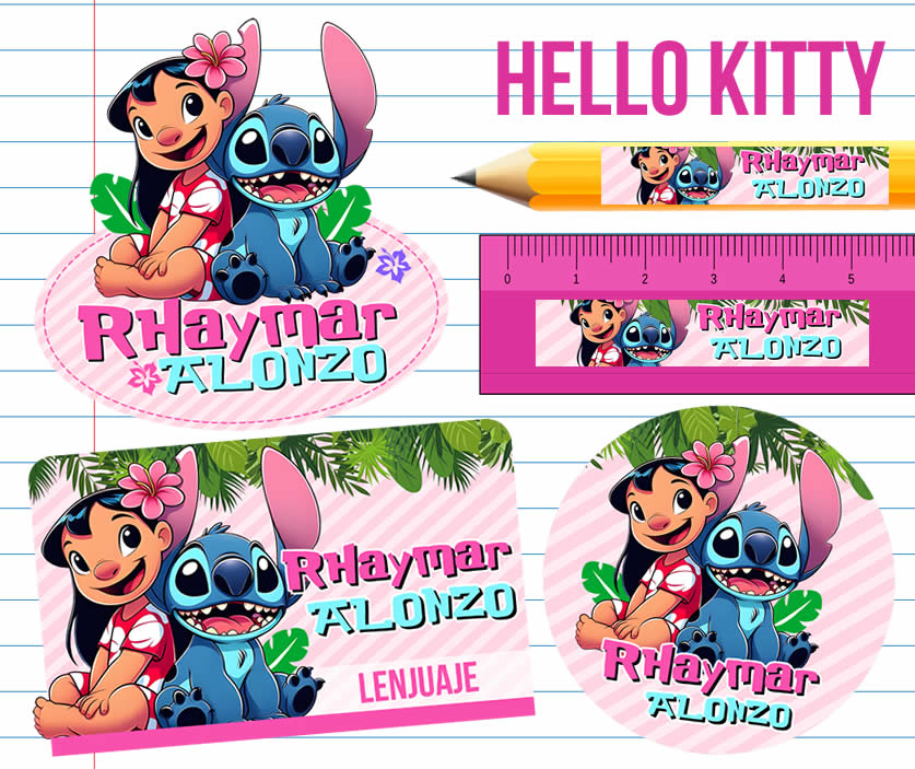 Lilo y Stich Etiquetas Escolares