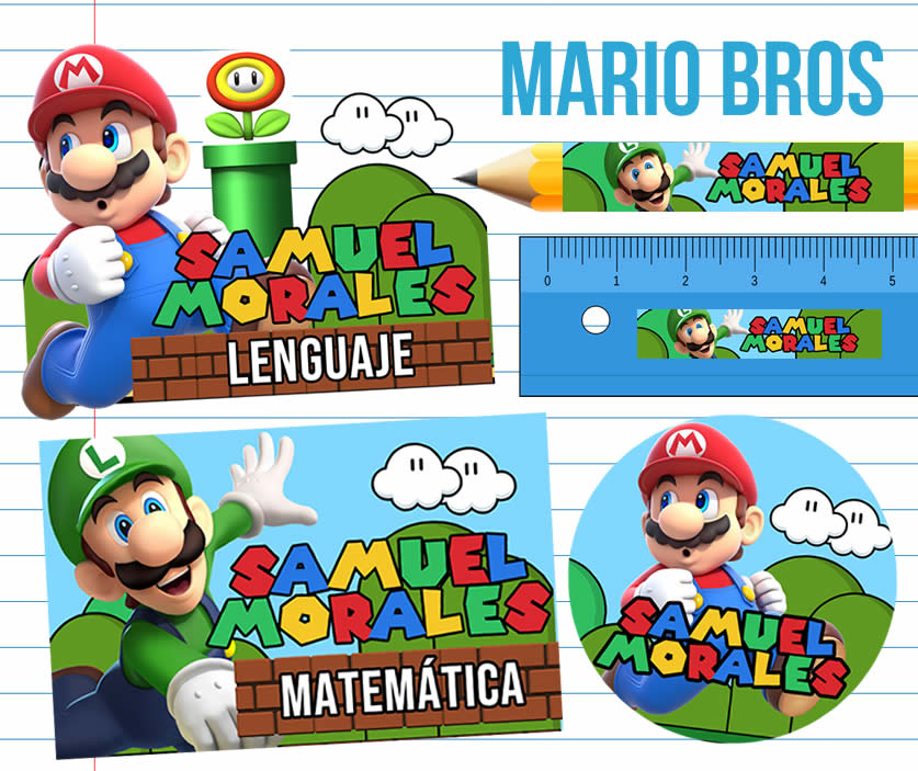 Mario Bros Etiquetas Escolares