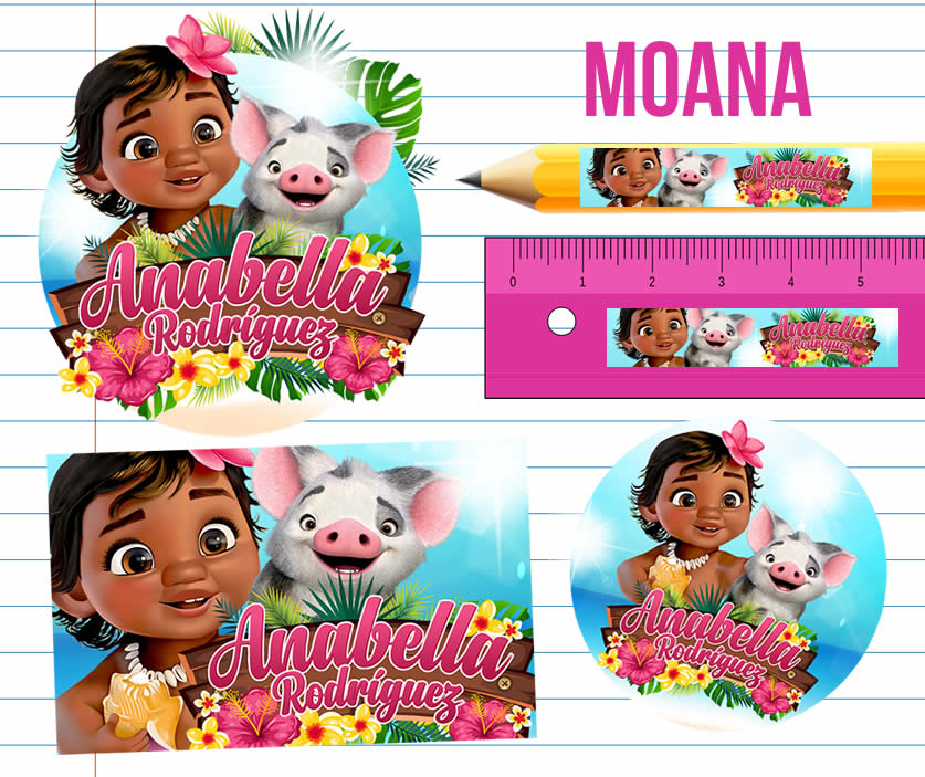 Moana Etiquetas Escolares