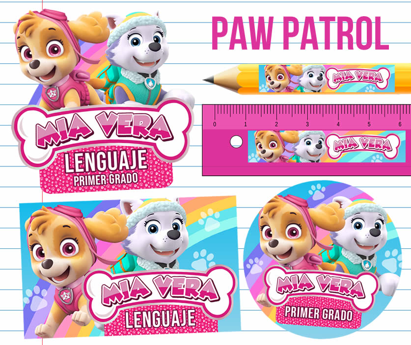 Paw Patrol Etiquetas Escolares