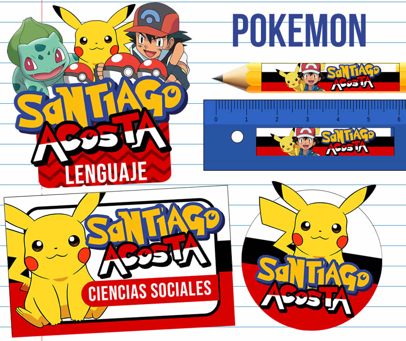 Pokemon Etiquetas Escolares