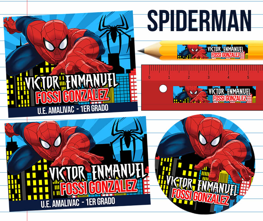 Spiderman Etiquetas Escolares