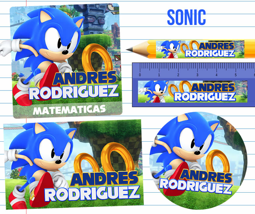 sonic Etiquetas Escolares