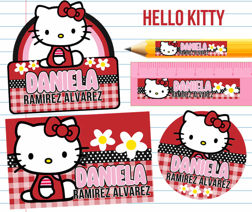 Hello Kitty Etiquetas Escolares