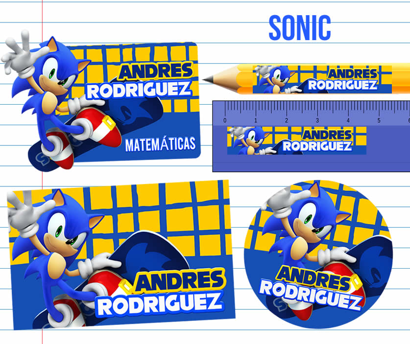 sonic Etiquetas Escolares